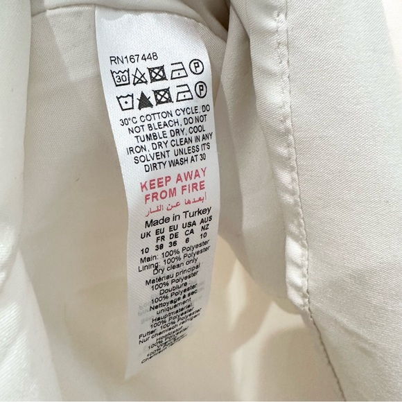 Karen Millen Lydia Millen Petite Taffeta Full Skirt Tailored Midi Dress Cream 6P - Picture 9 of 10